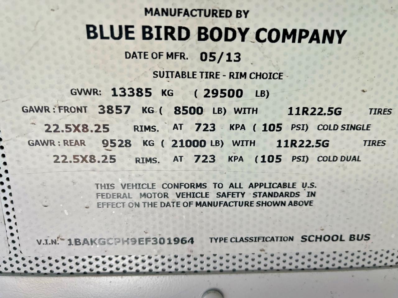 2014 Blue All other VIN 1BAKGCPH9EF301964 photo 10