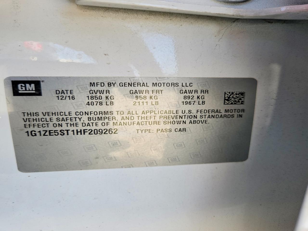 2017 CHEV Malibu VIN 1G1ZE5ST1HF209262 photo 12