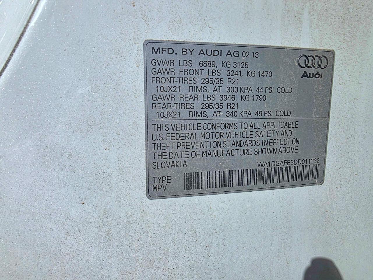 2013 Audi Q7 VIN WA1DGAFE3DD011332 photo 10