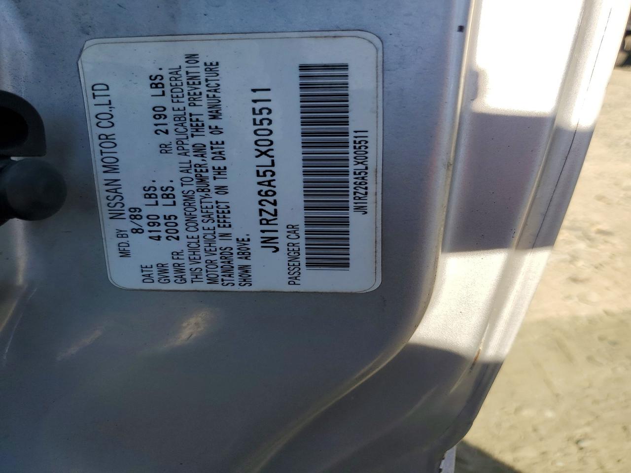 1990 Nissan 300zx VIN JN1RZ26A5LX005511 photo 12