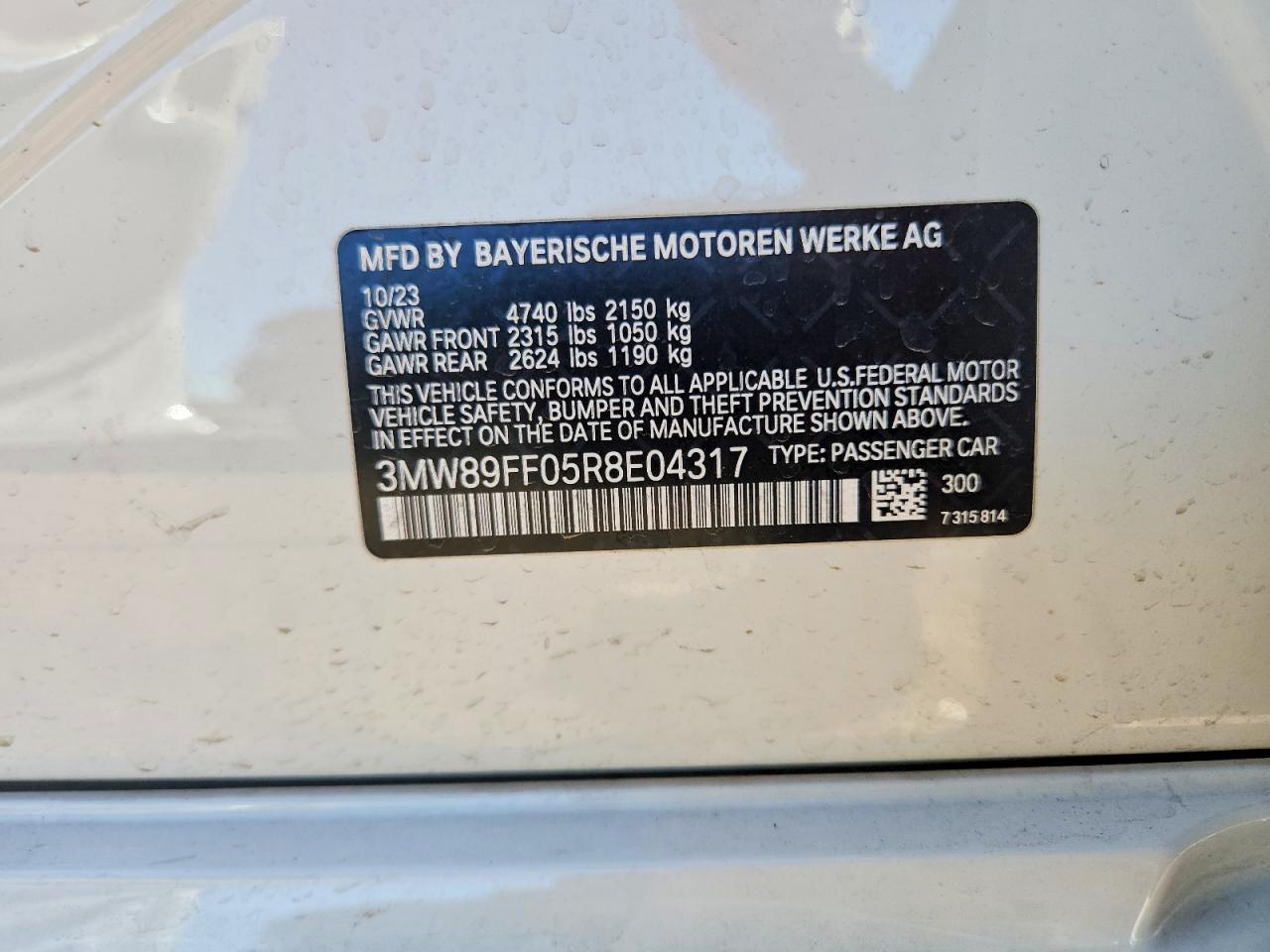 2024 BMW 3 series VIN 3MW89FF05R8E04317 photo 12