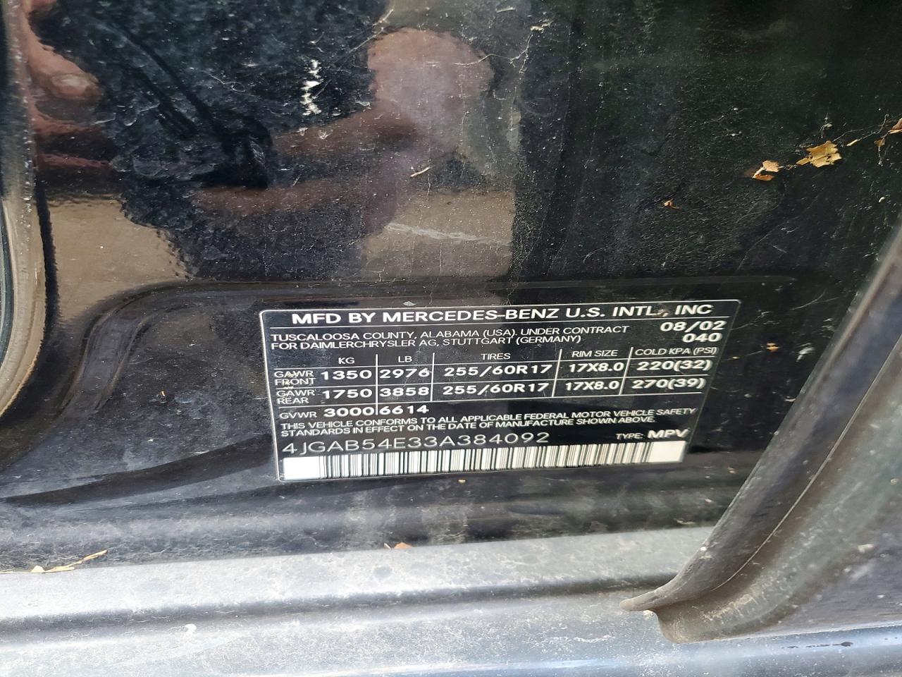 2003 Mercedes-Benz M-class VIN 4JGAB54E33A384092 photo 12