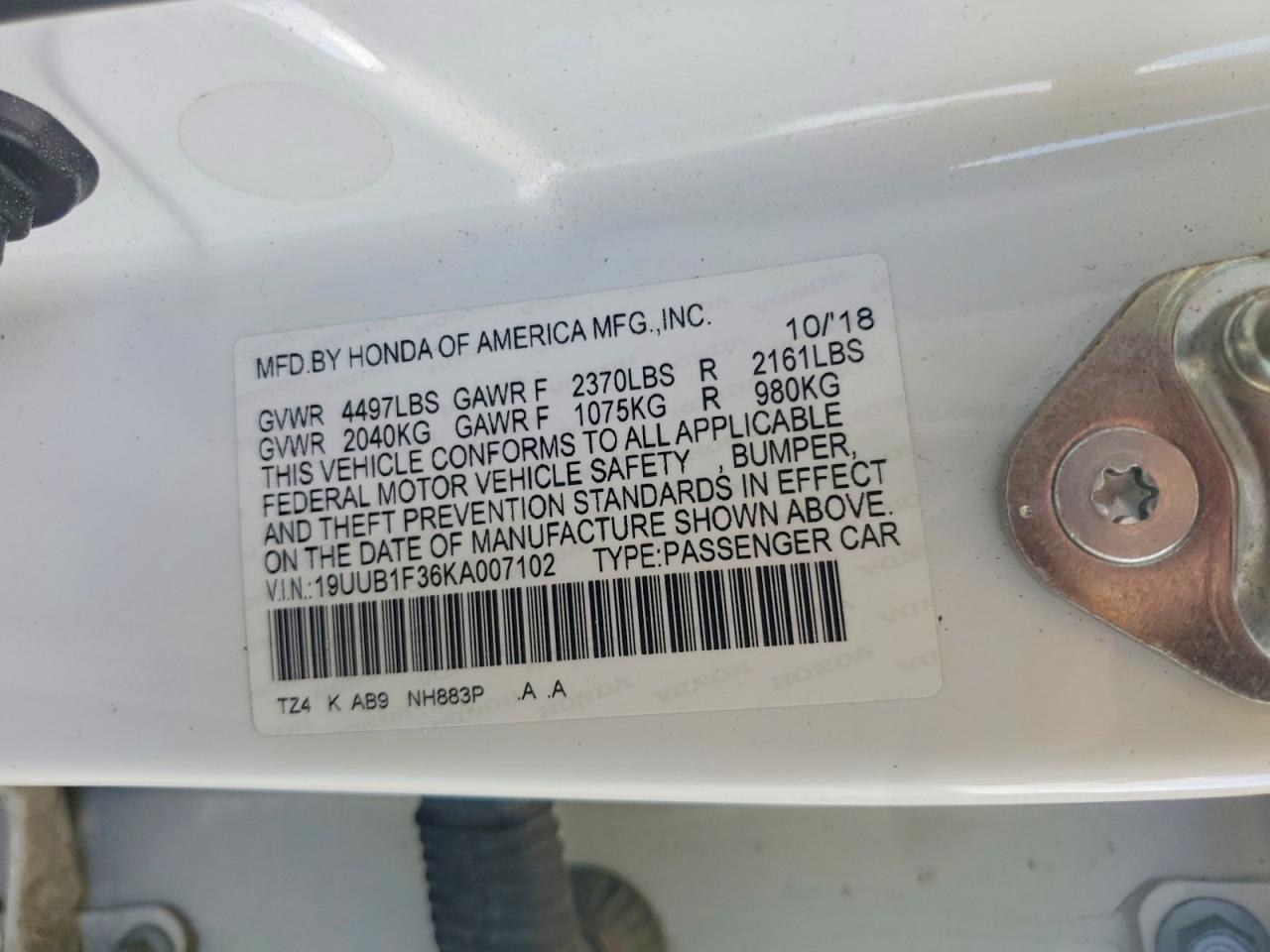 2019 ACURA Tlx VIN 19UUB1F36KA007102 photo 12