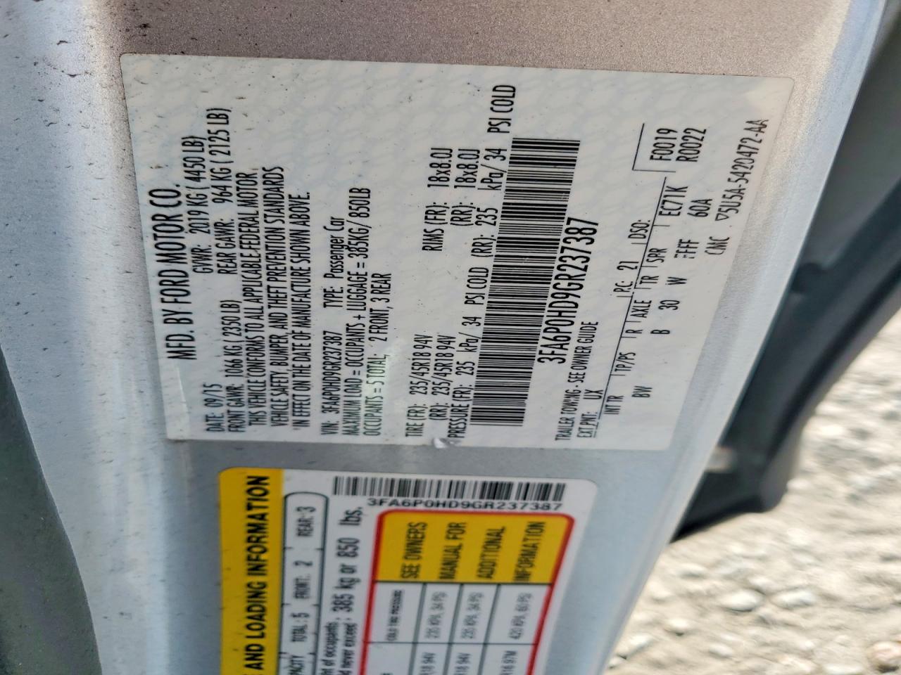 2016 Ford All models VIN 3FA6P0HD9GR237387 photo 12