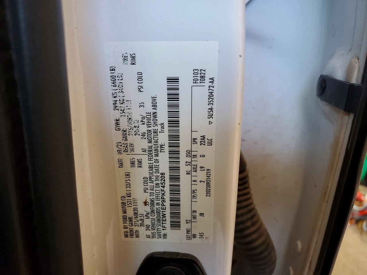 2023 Ford F150 VIN 1FTEW1EP9PKF45208 photo 12
