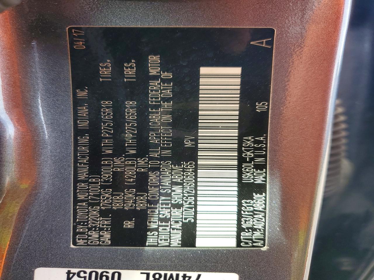 2017 Toyota Sequoia VIN 5TDZY5G12HS068465 photo 12
