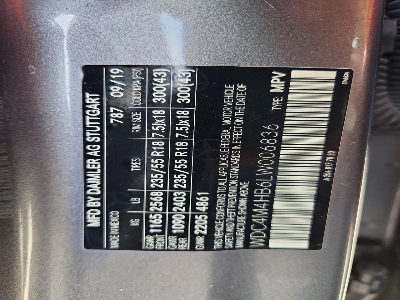 2020 Mercedes-Benz Glb-class VIN WDC4M4HB6LW006836 photo 12