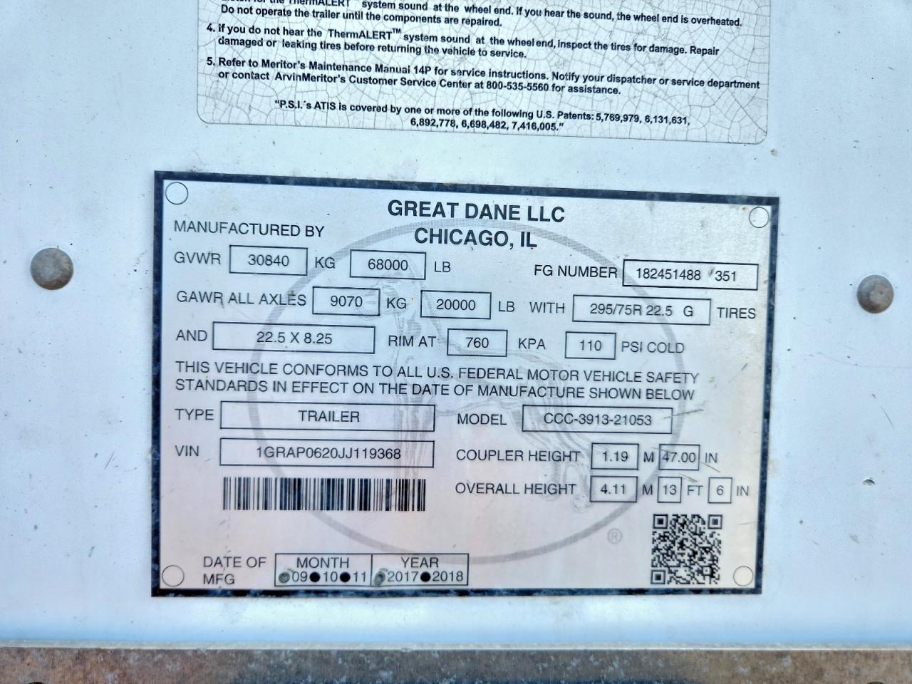 2018 GGSD Dry van tr VIN 1GRAP0620JJ119368 photo 10