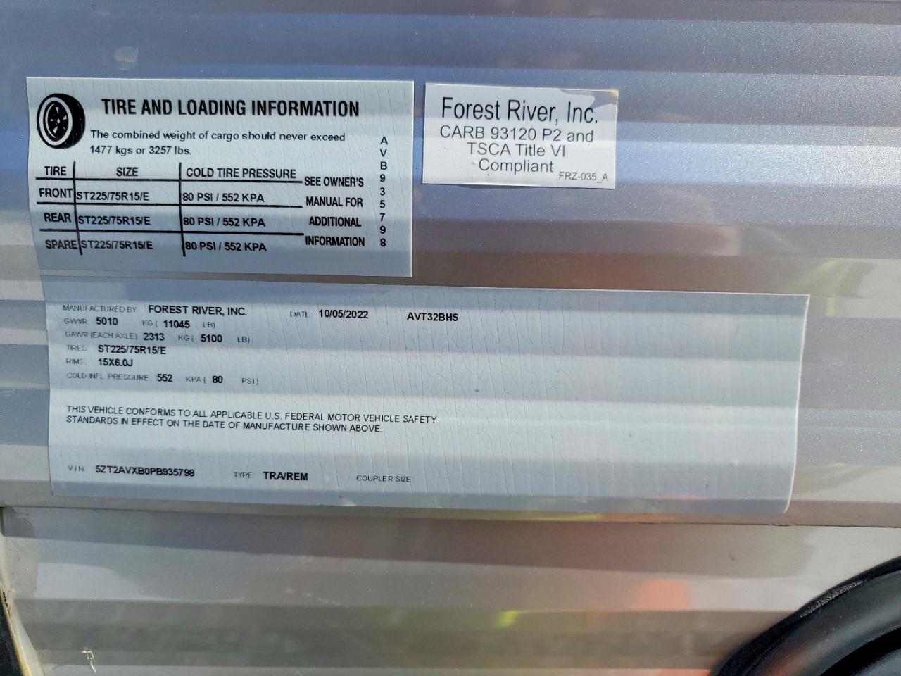2023 FOREST Trailer VIN 5ZT2AVXB0PB935798 photo 10