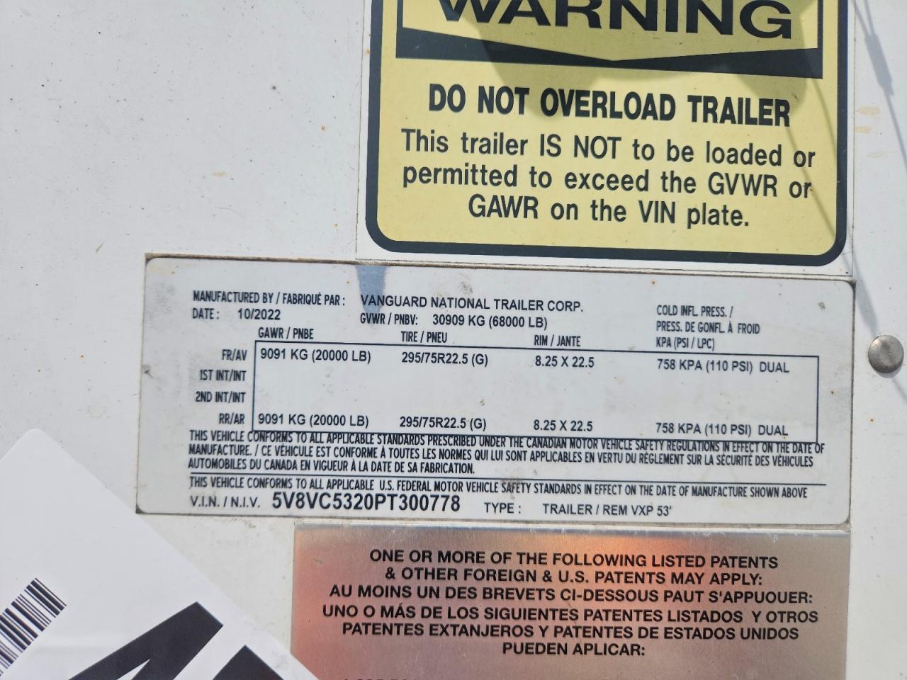 2023 VANGUARD Trailer VIN 5V8VC5320PT300778 photo 10