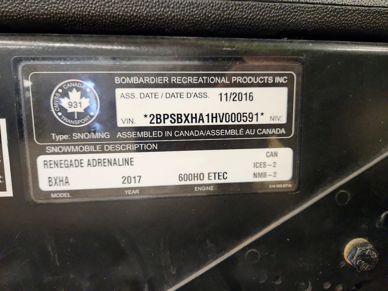 2017 SKI Renegade s VIN 2BPSBXHA1HV000591 photo 10