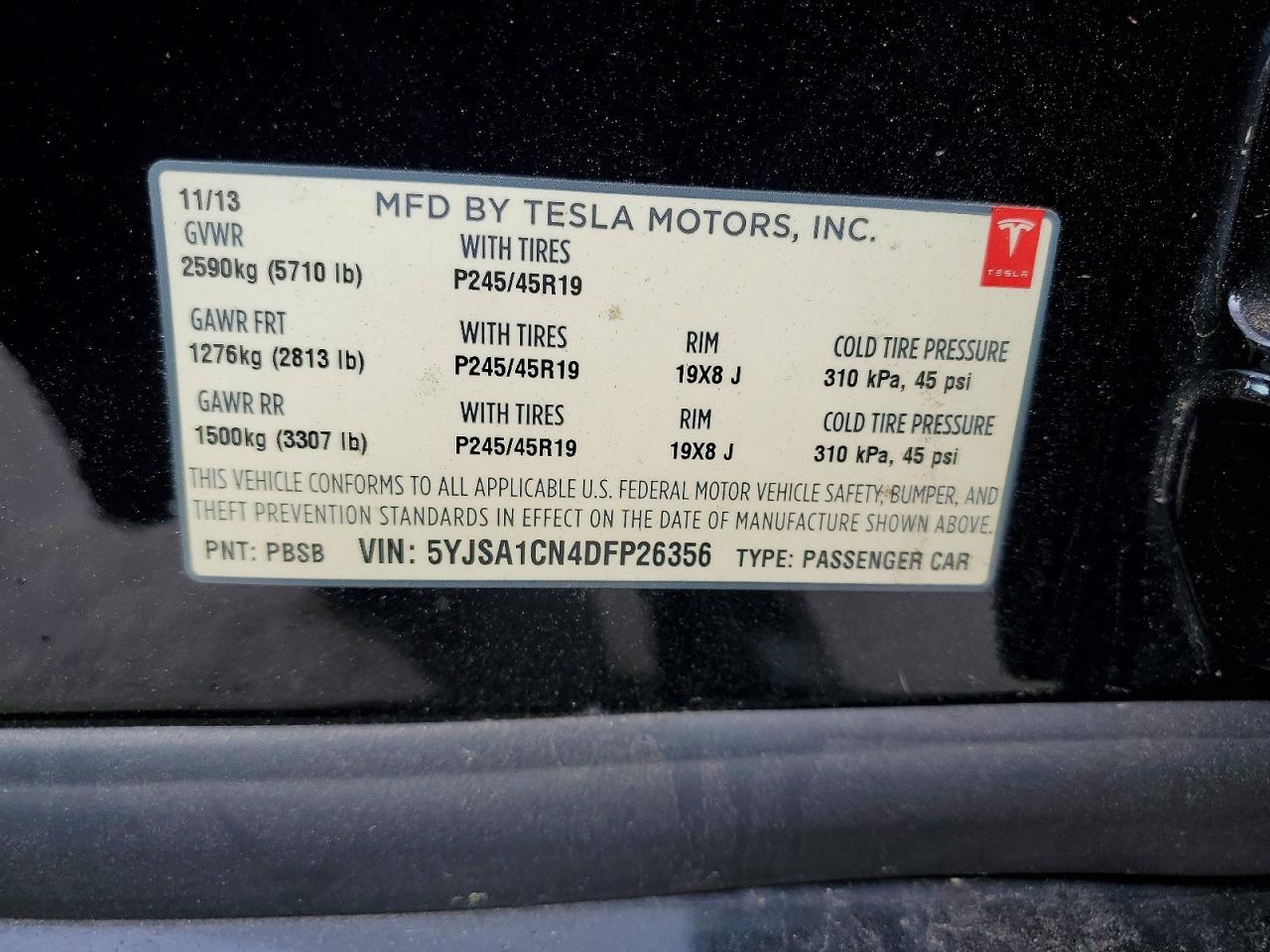 2013 Tesla Model s VIN 5YJSA1CN4DFP26356 photo 12