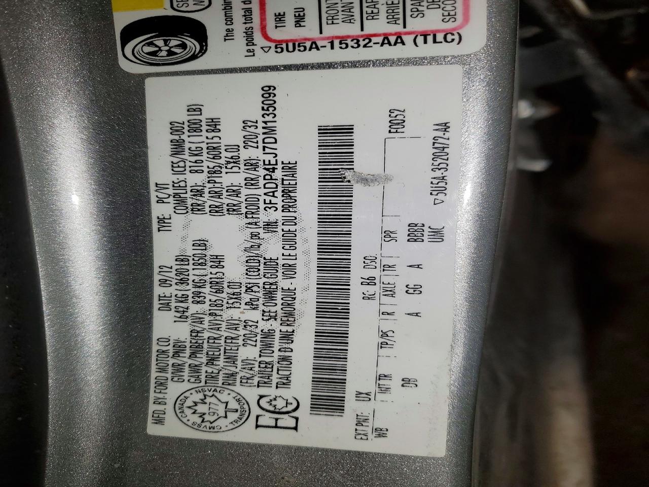 2013 Ford Fiesta VIN 3FADP4EJ7DM135099 photo 12