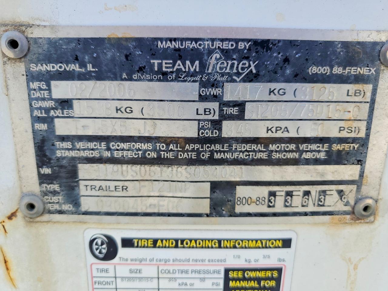 2006 TEAM F121np VIN 1T9US06136S054041 photo 10