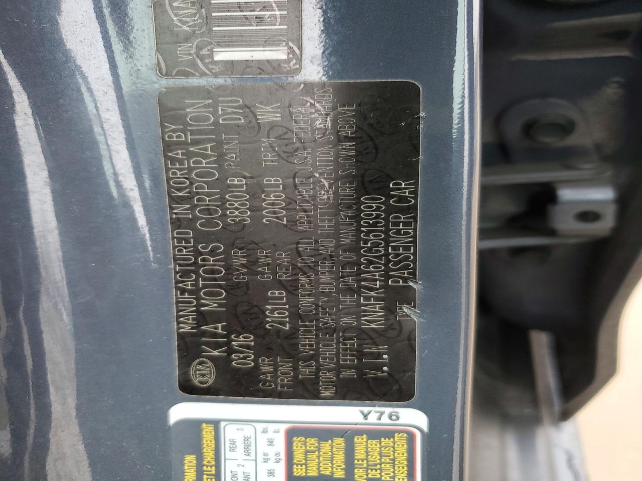 2016 Kia Forte VIN KNAFK4A62G5613990 photo 12