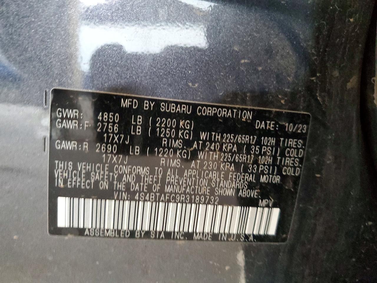 2024 Subaru Outback VIN 4S4BTAFC9R3189732 photo 12