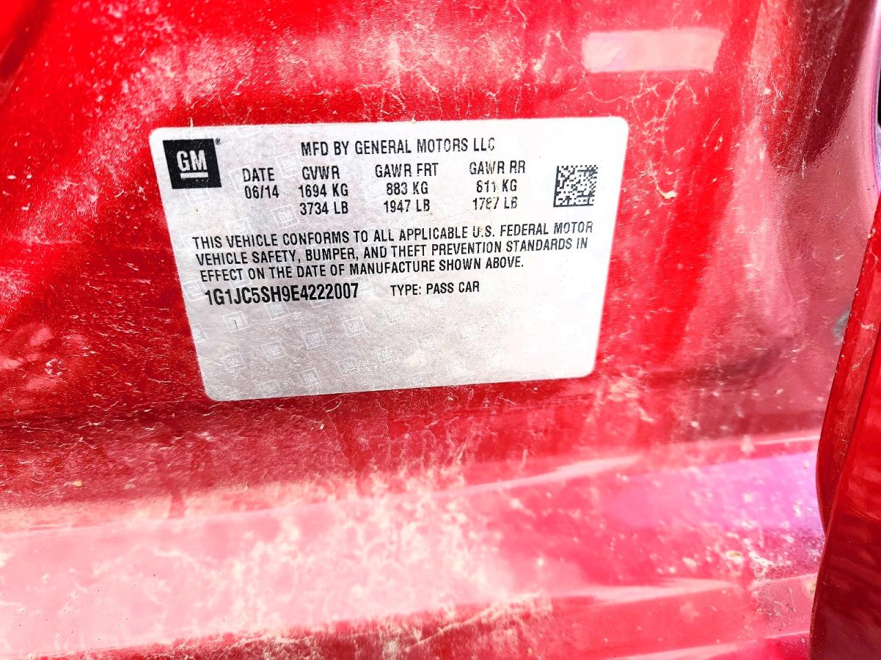2014 CHEV Sonic VIN 1G1JC5SH9E4222007 photo 12