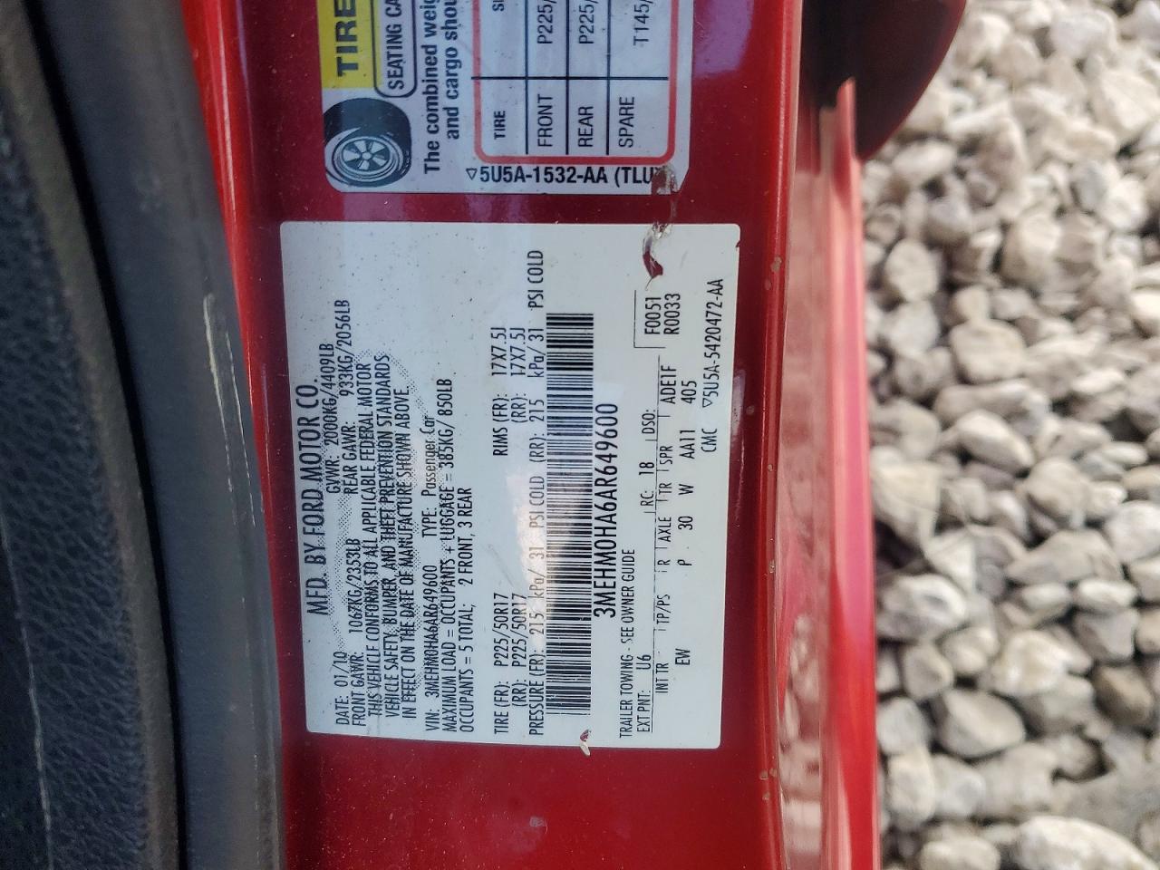 2010 Mercury Milan VIN 3MEHM0HA6AR649600 photo 12