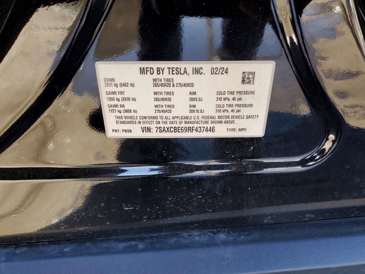 2024 Tesla Model x VIN 7SAXCBE69RF437446 photo 12