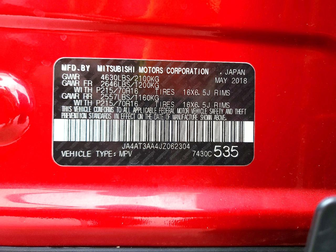 2018 Mitsubishi ECLIPSE VIN JA4AT3AA4JZ062304 photo 12