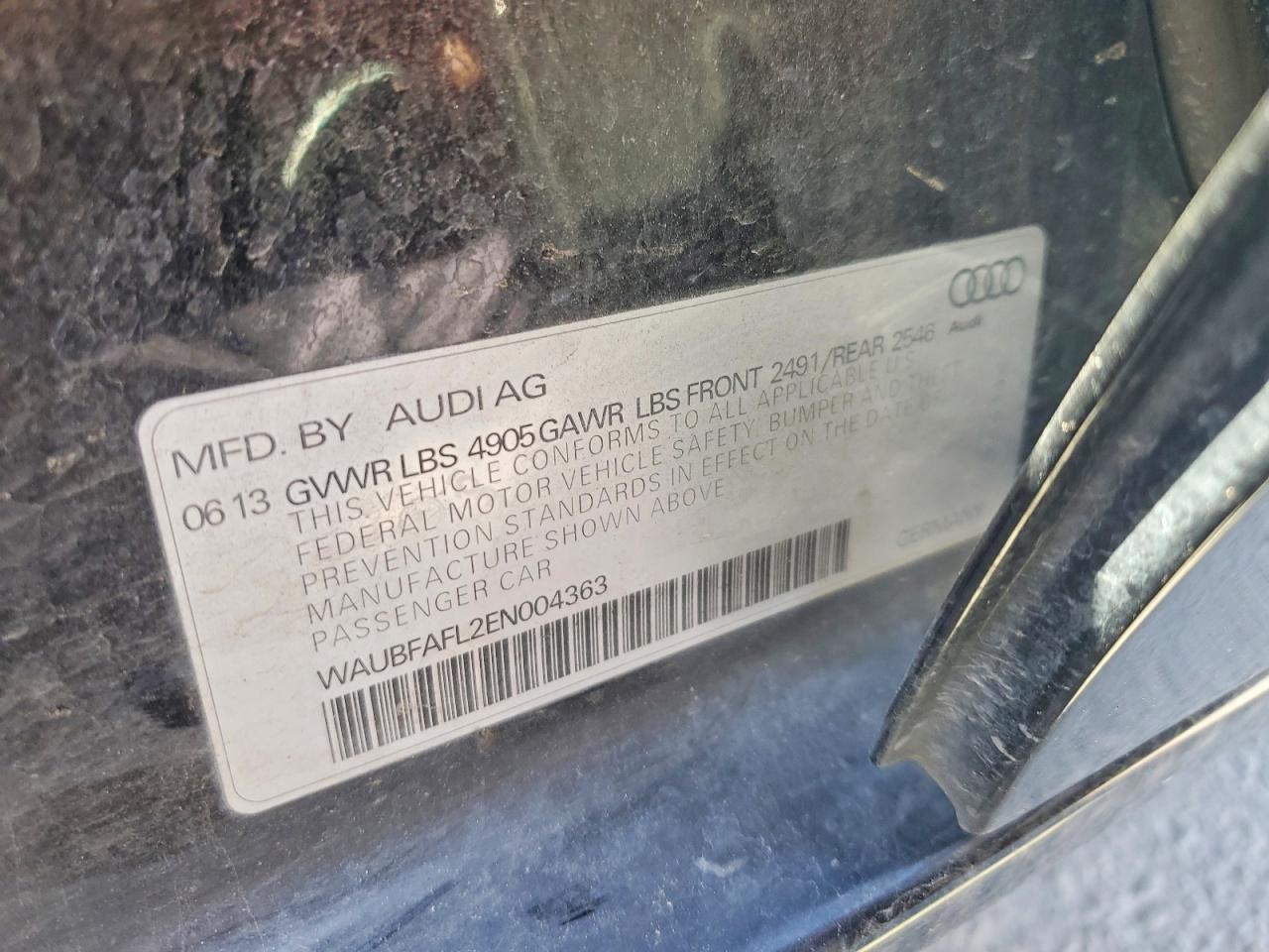 2014 Audi A4 VIN WAUBFAFL2EN004363 photo 12