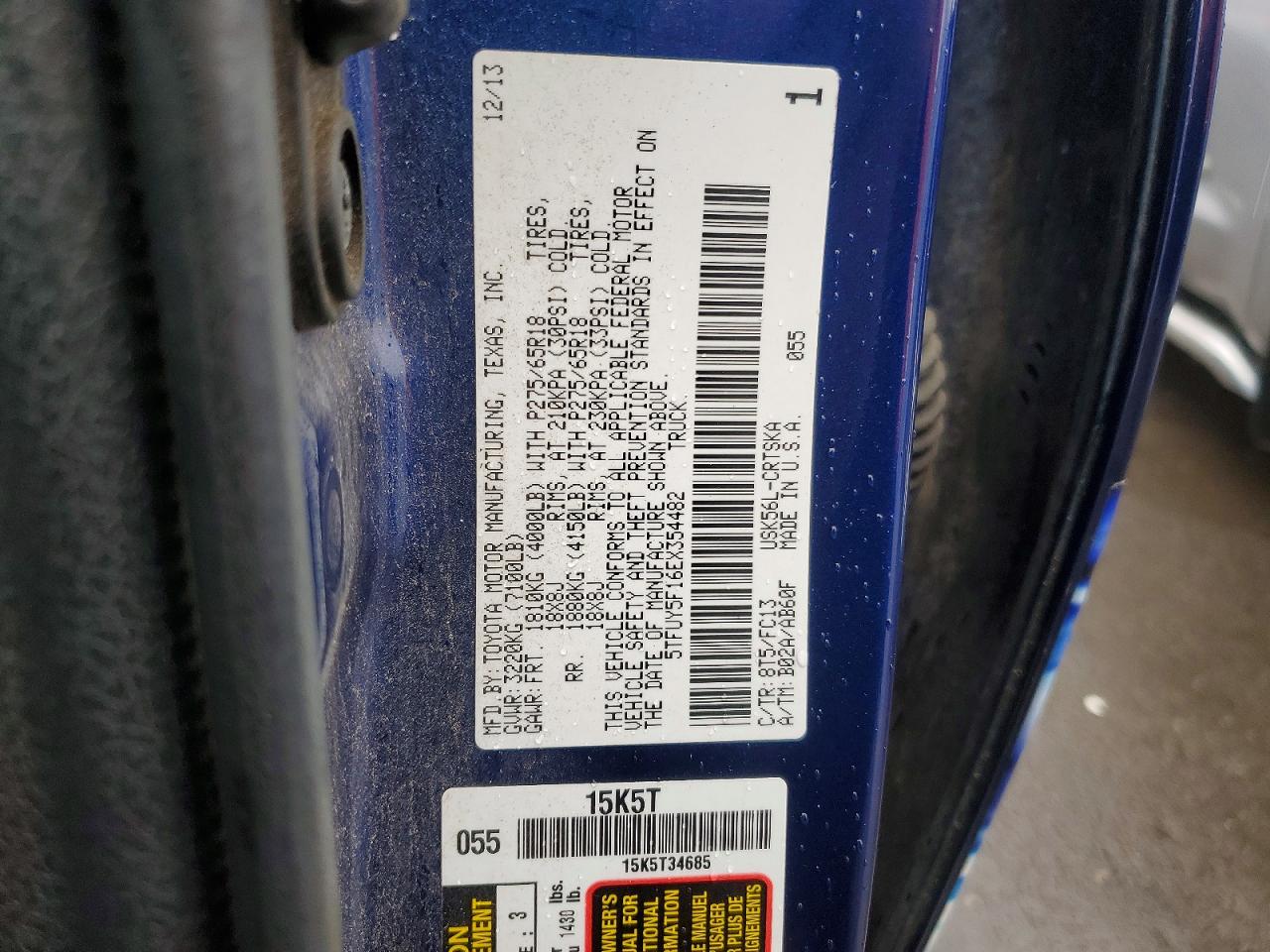 2014 TOYOTA Tundra VIN 5TFUY5F16EX354482 photo 12