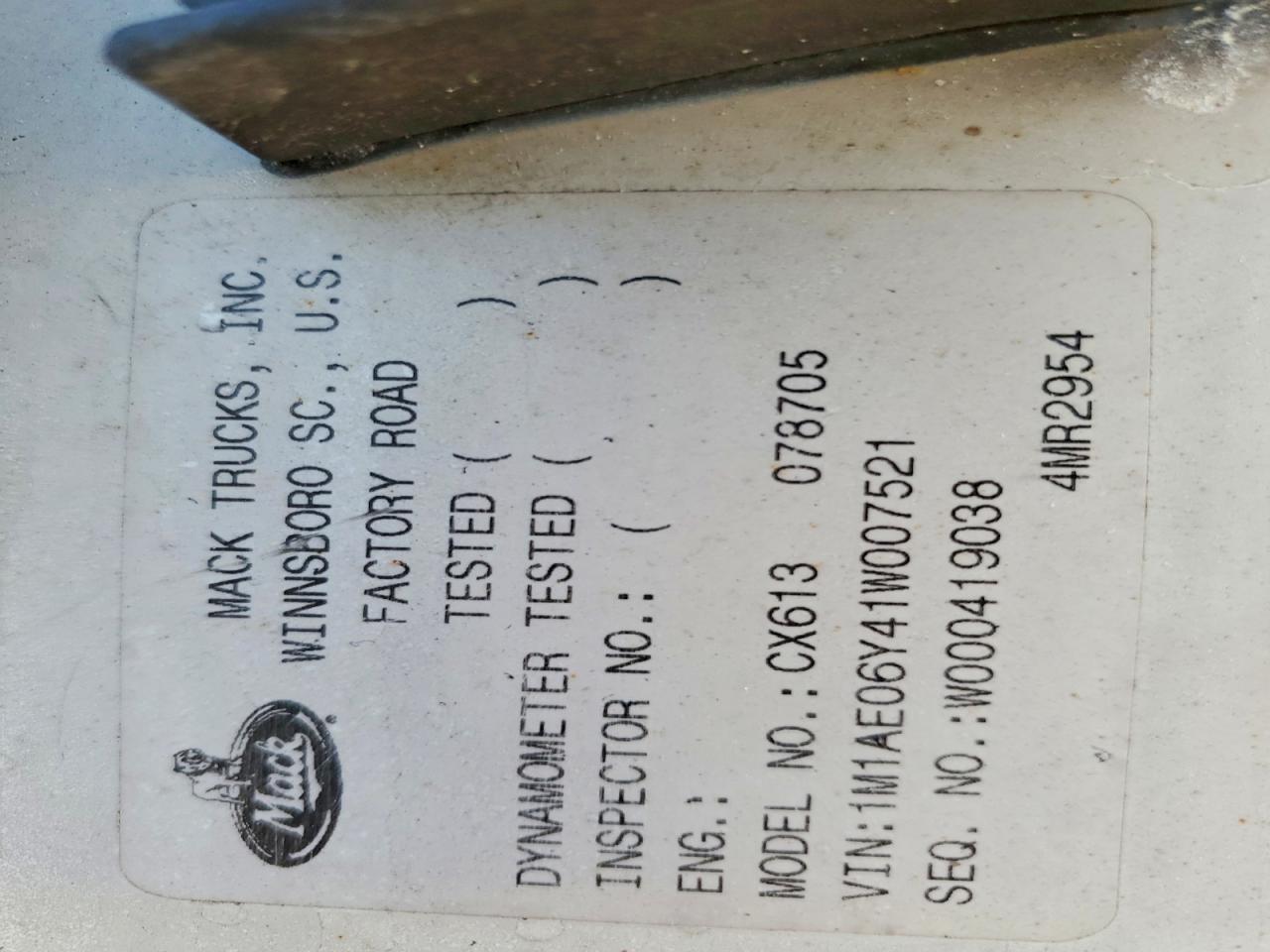 2001 MACK All other VIN 1M1AE06Y41W007521 photo 10
