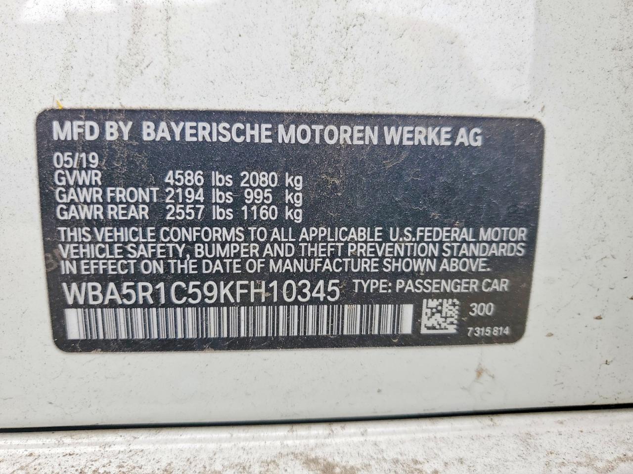 2019 BMW 3 series VIN WBA5R1C59KFH10345 photo 12