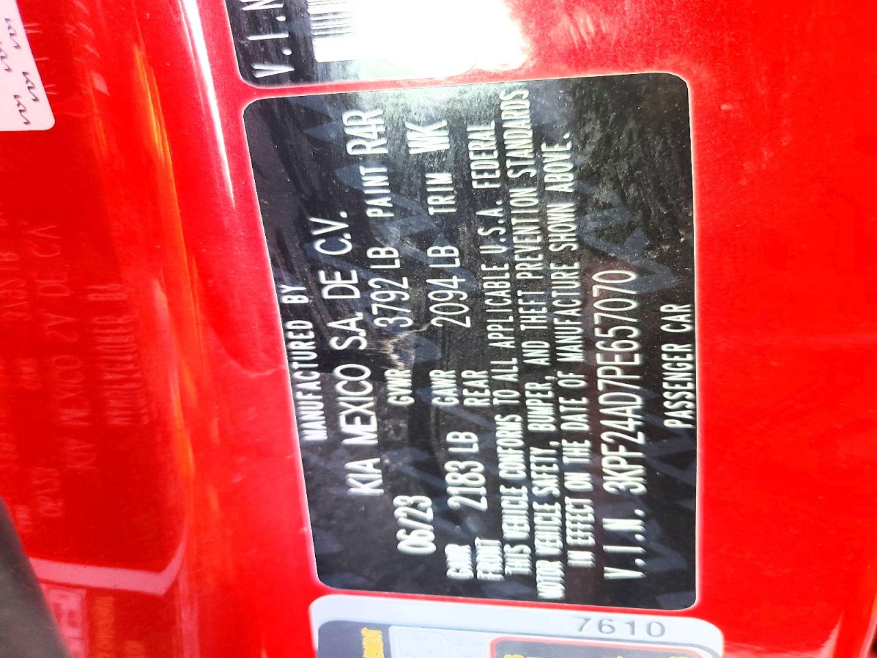 2023 KIA Forte VIN 3KPF24AD7PE657070 photo 12