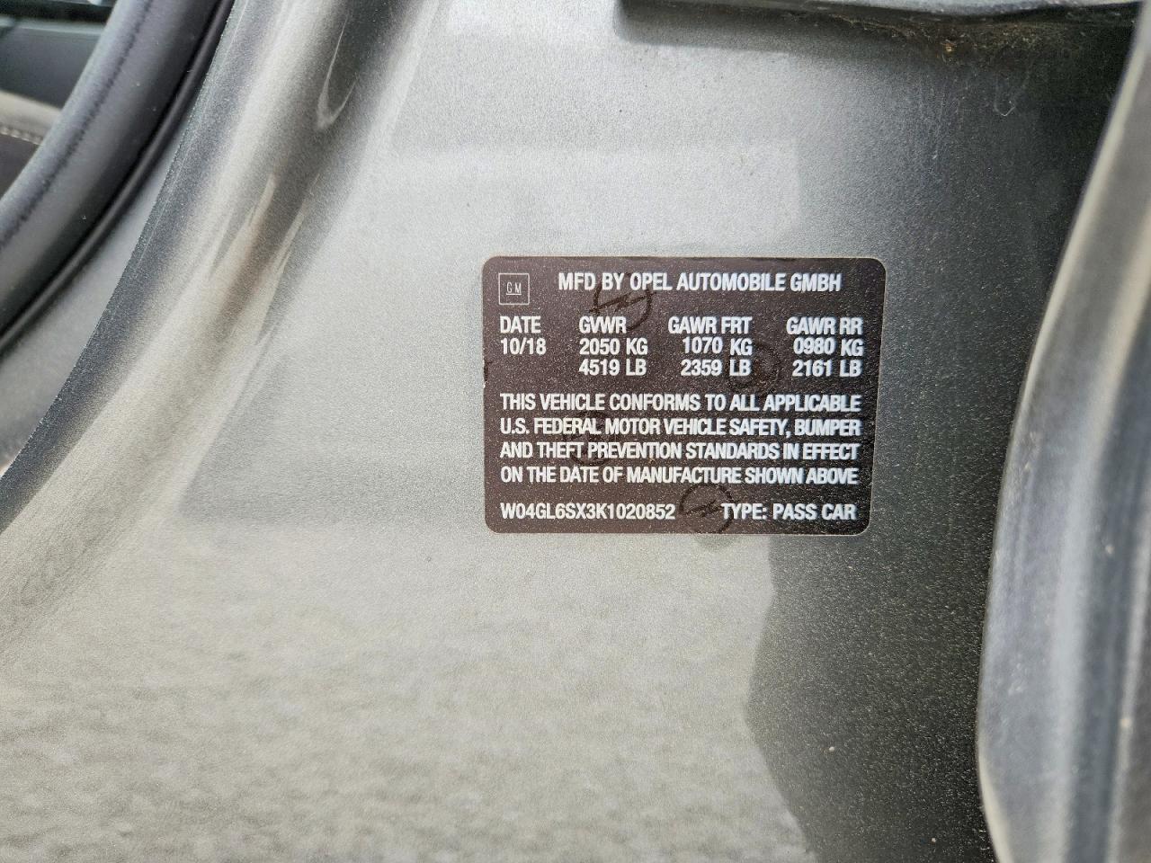 2019 Buick Regal VIN W04GL6SX3K1020852 photo 12