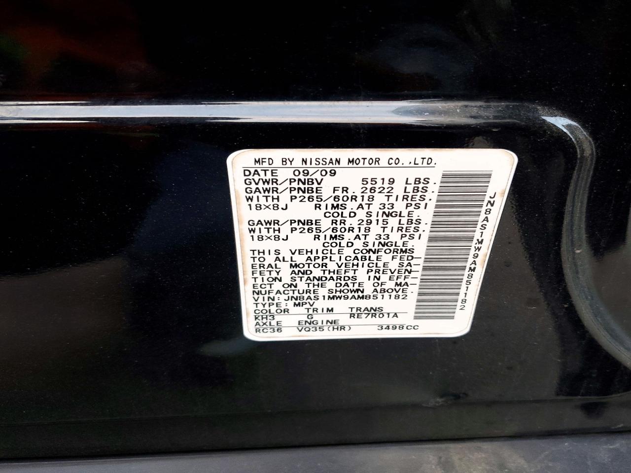 2010 INFINITI Fx35 VIN JN8AS1MW9AM851182 photo 12
