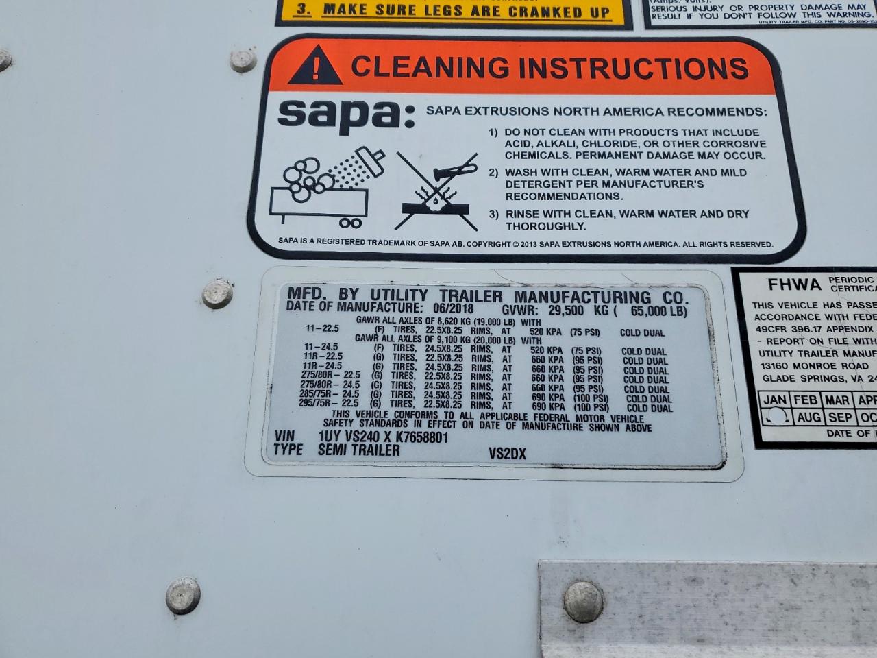 2019 UTILITY Utility tr VIN 1UYVS240XK7658801 photo 10