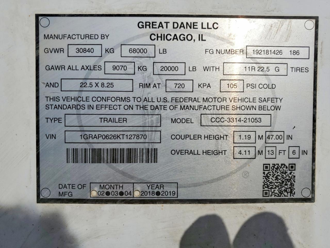 2019 GREAT Trailers VIN 1GRAP0626KT127870 photo 10