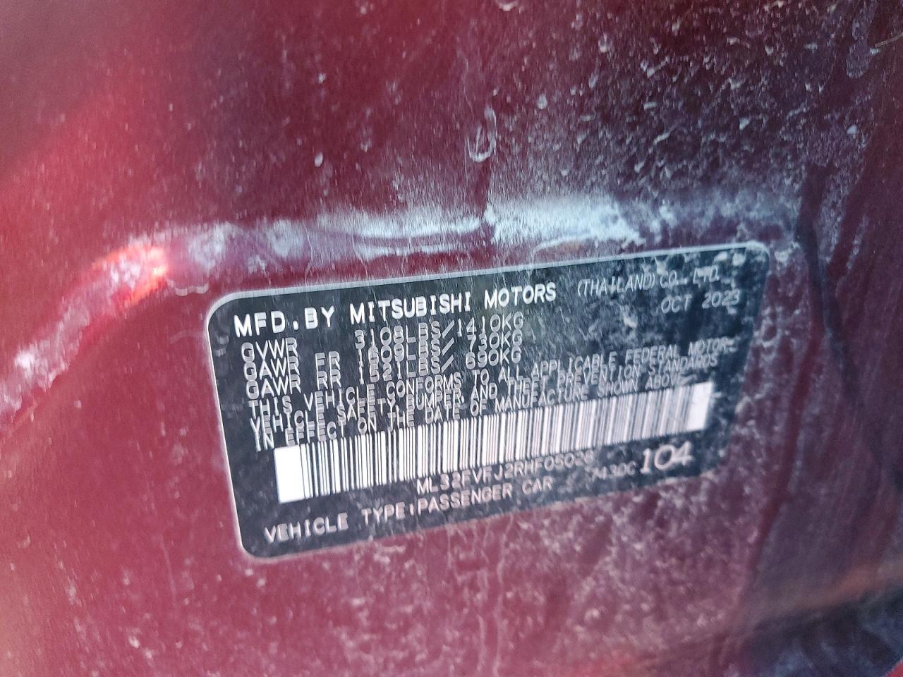 2024 Mitsubishi Mirage VIN ML32FVFJ2RHF05028 photo 12
