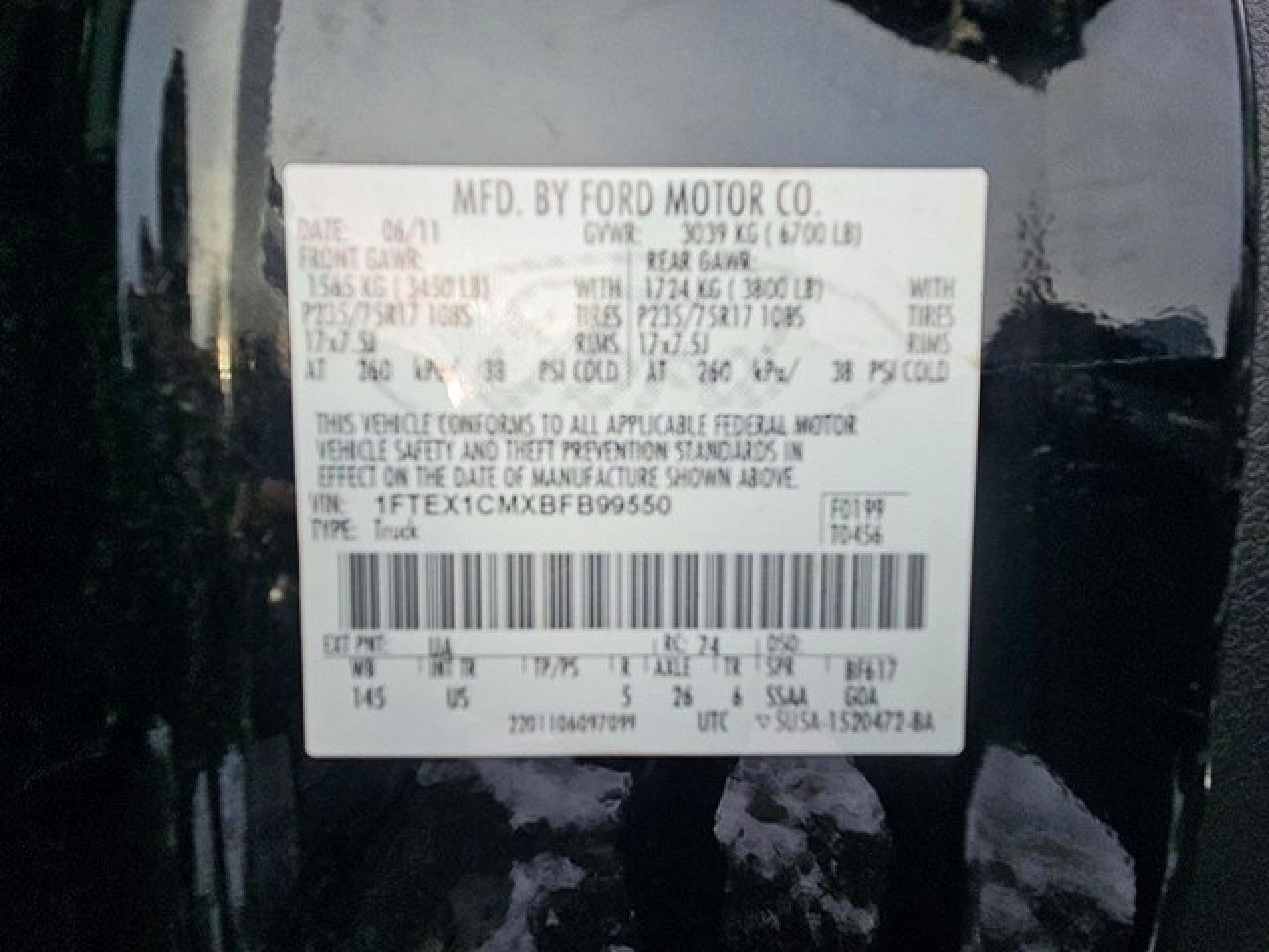 2011 FORD F150 VIN 1FTEX1CMXBFB99550 photo 12