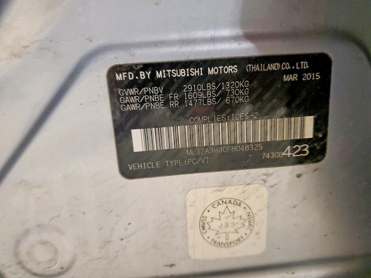 2015 Mitsubishi Mirage VIN ML32A3HJ0FH048325 photo 12