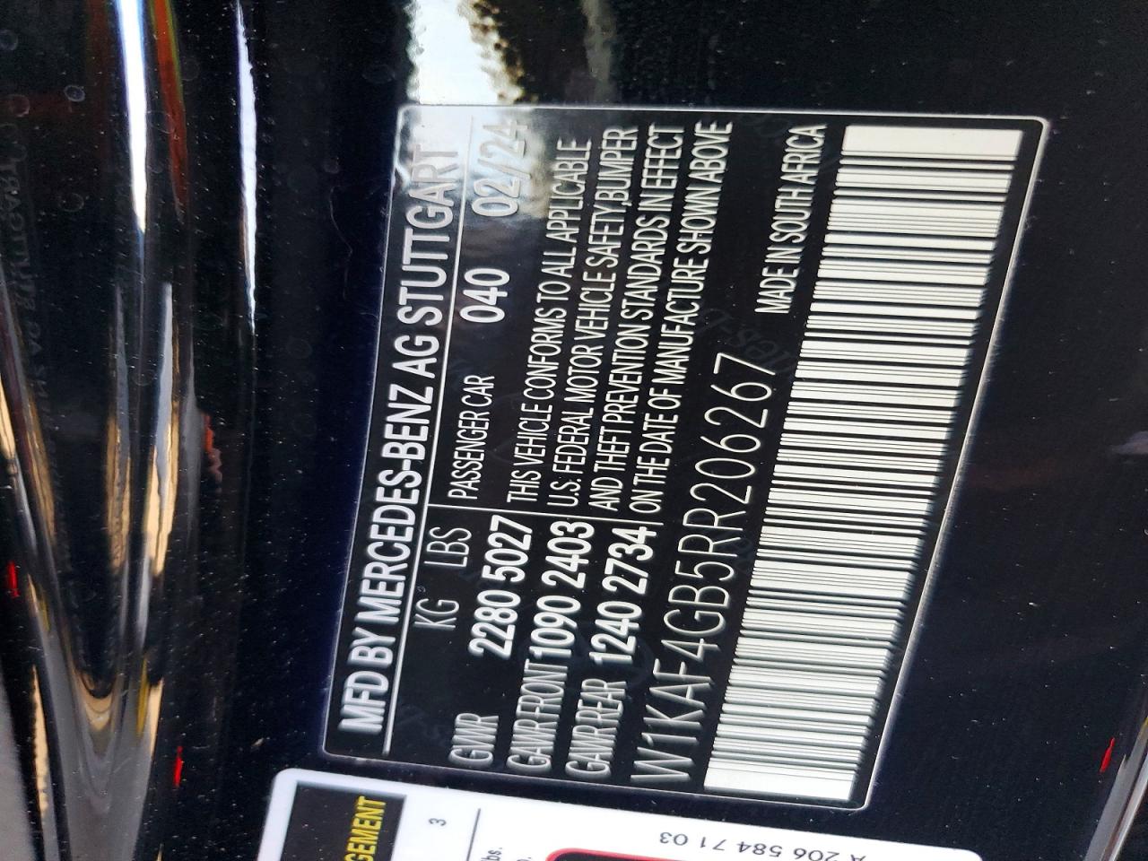 2024 MERCEDES-BENZ C class VIN W1KAF4GB5RR206267 photo 12