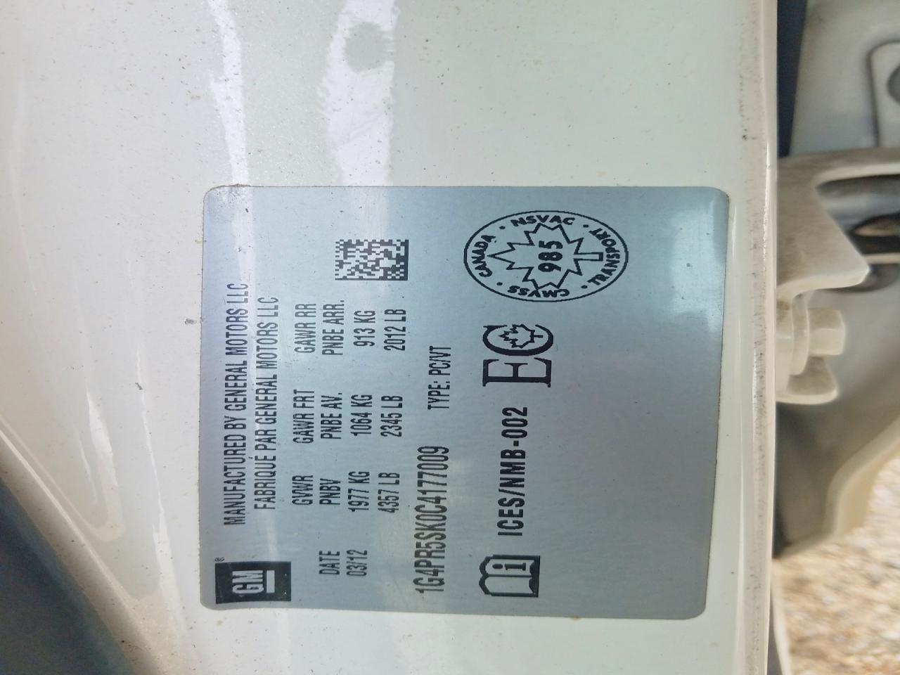 2012 Buick Verano VIN 1G4PR5SK0C4177009 photo 12