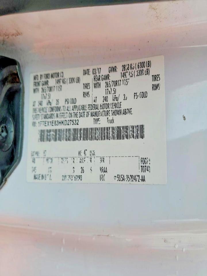 2017 Ford F150 VIN 1FTEX1E83HKD27532 photo 12