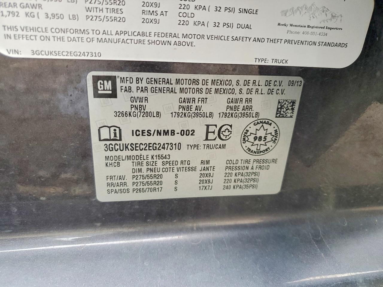 2014 Chevrolet Silverado VIN 3GCUKSEC2EG247310 photo 12