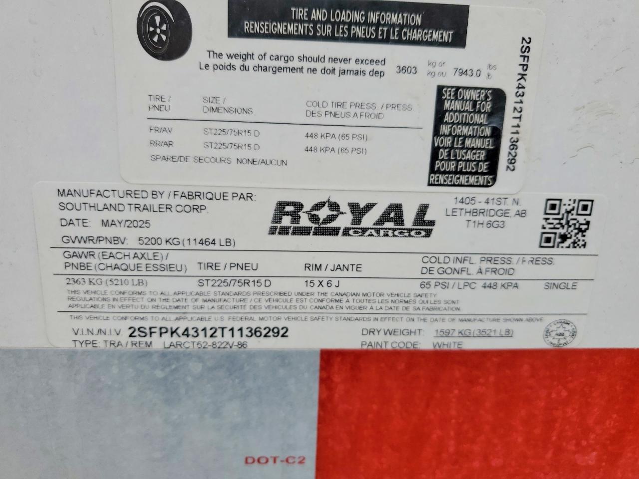 2026 ROYAL CARGO LARCT52-822V-86 ENCLOSED CARGO TRAILER VIN 2SFPK4312T1136292 photo 10