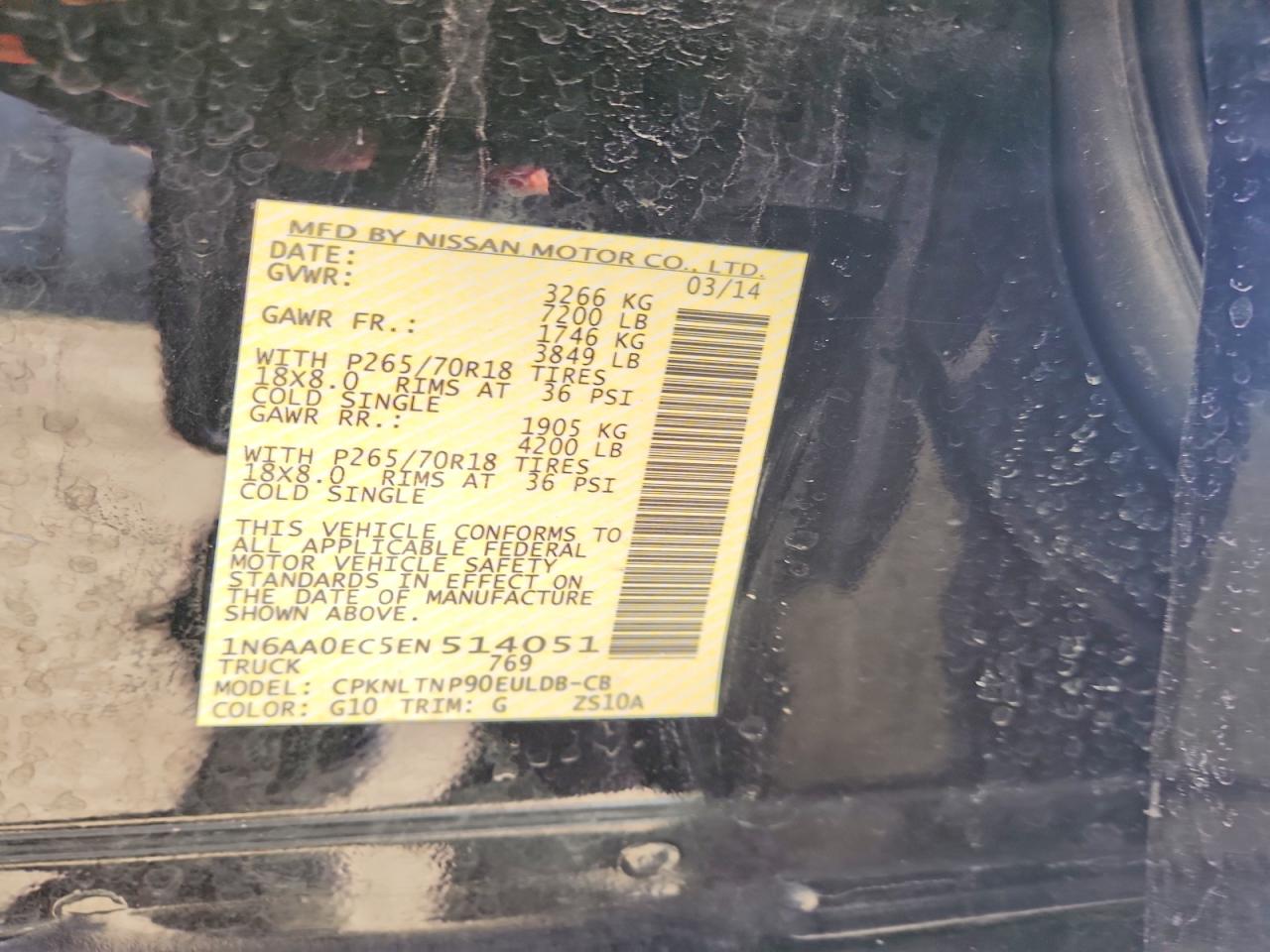 2014 Nissan TITAN VIN 1N6AA0EC5EN514051 photo 12