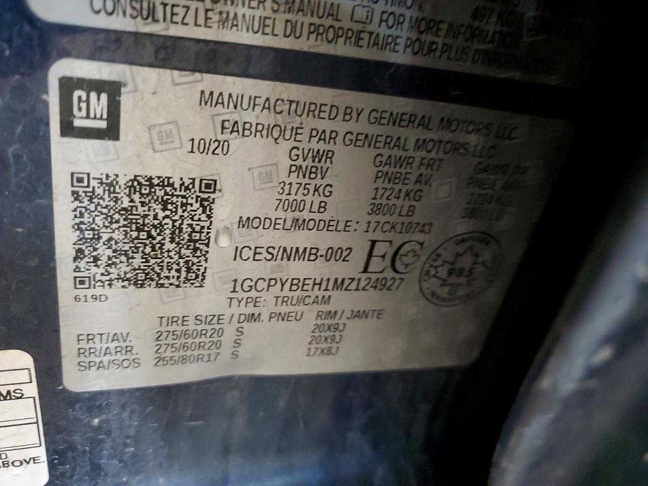 2021 Chevrolet All models VIN 1GCPYBEH1MZ124927 photo 12