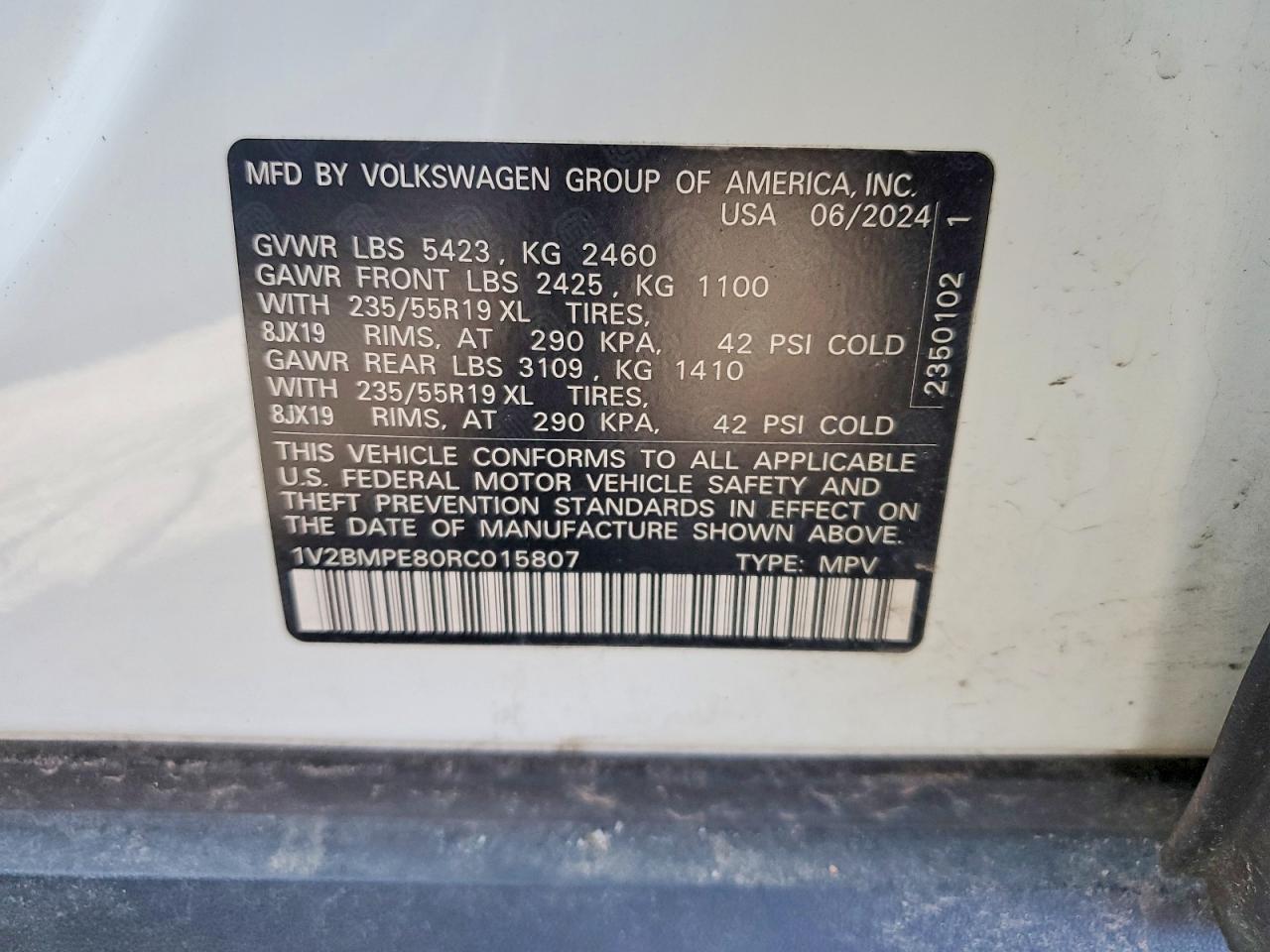 2024 Volkswagen All other VIN 1V2BMPE80RC015807 photo 12