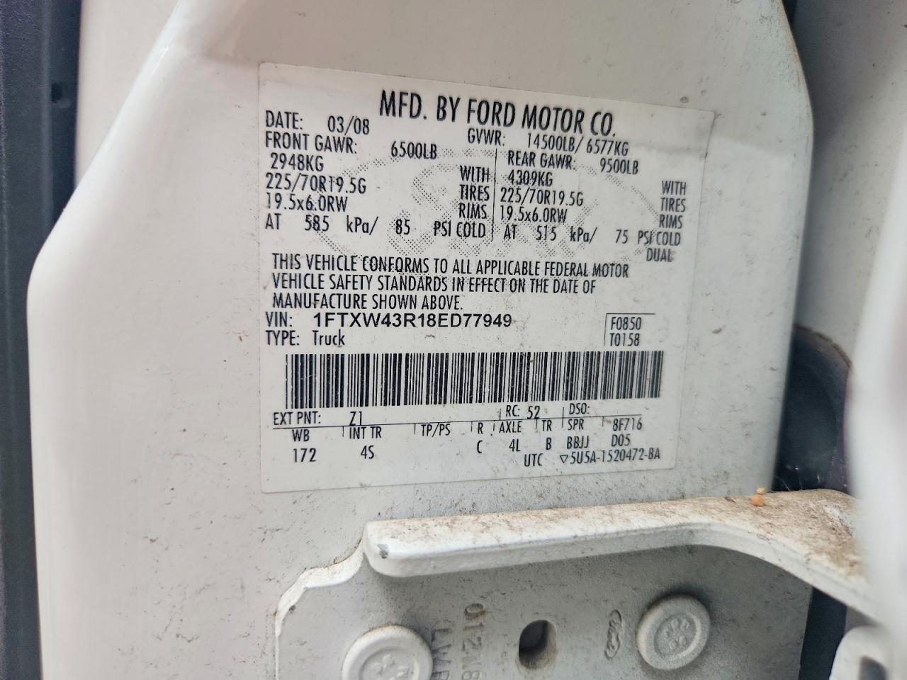 2008 Ford F450 VIN 1FTXW43R18ED77949 photo 12