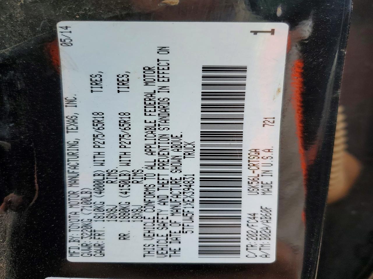2014 Toyota Tundra VIN 5TFUW5F1XEX394831 photo 12