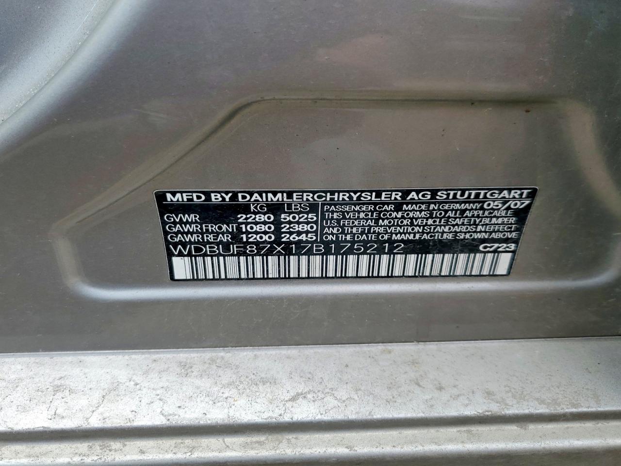 2007 MERCEDES-BENZ E-class VIN WDBUF87X17B175212 photo 12