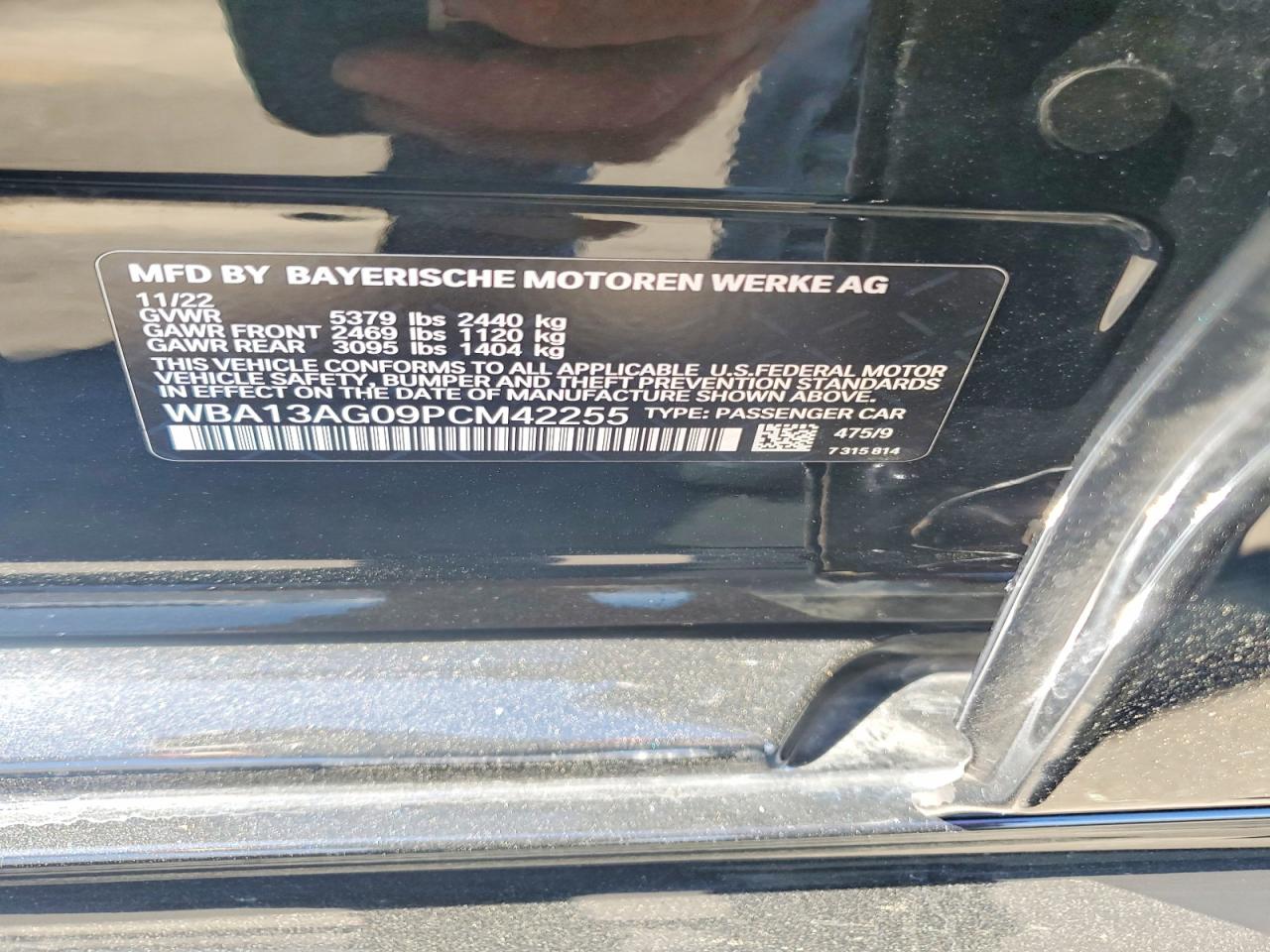 2023 BMW 5 series VIN WBA13AG09PCM42255 photo 12