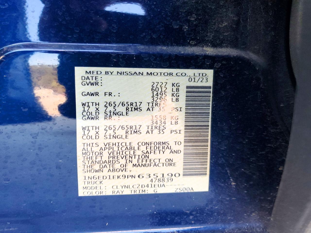 2023 NISSAN Frontier VIN 1N6ED1EK9PN635190 photo 12
