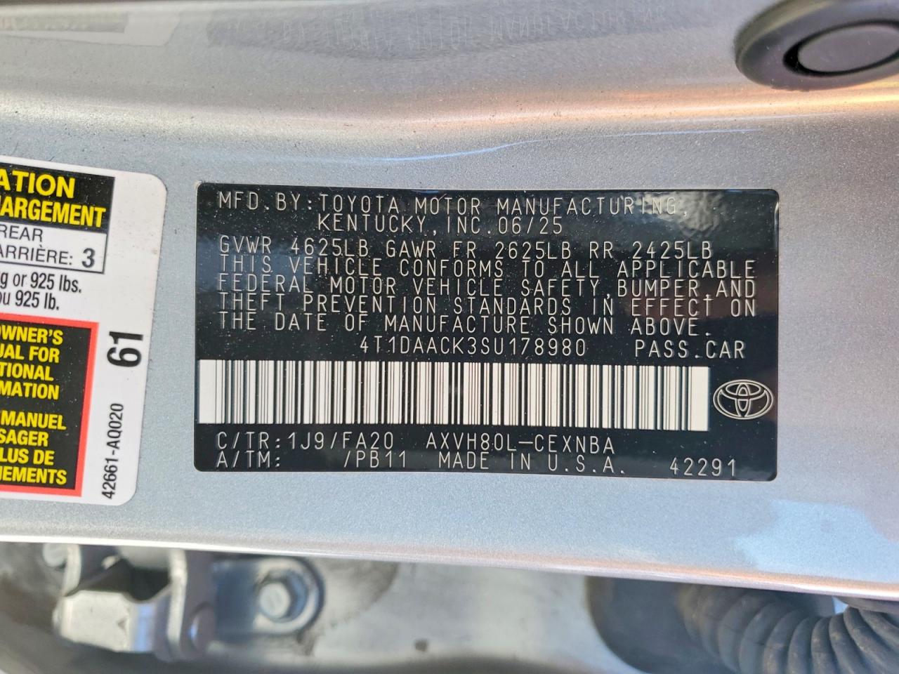 2025 Toyota Camry VIN 4T1DAACK3SU178980 photo 12